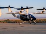 Eksperymentalny statek powietrzny eVTOL Joby Aviation S4 na płycie bazy sił powietrznych Edwards